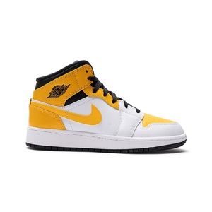 Kids Jordan Mid in White / Black / Gold